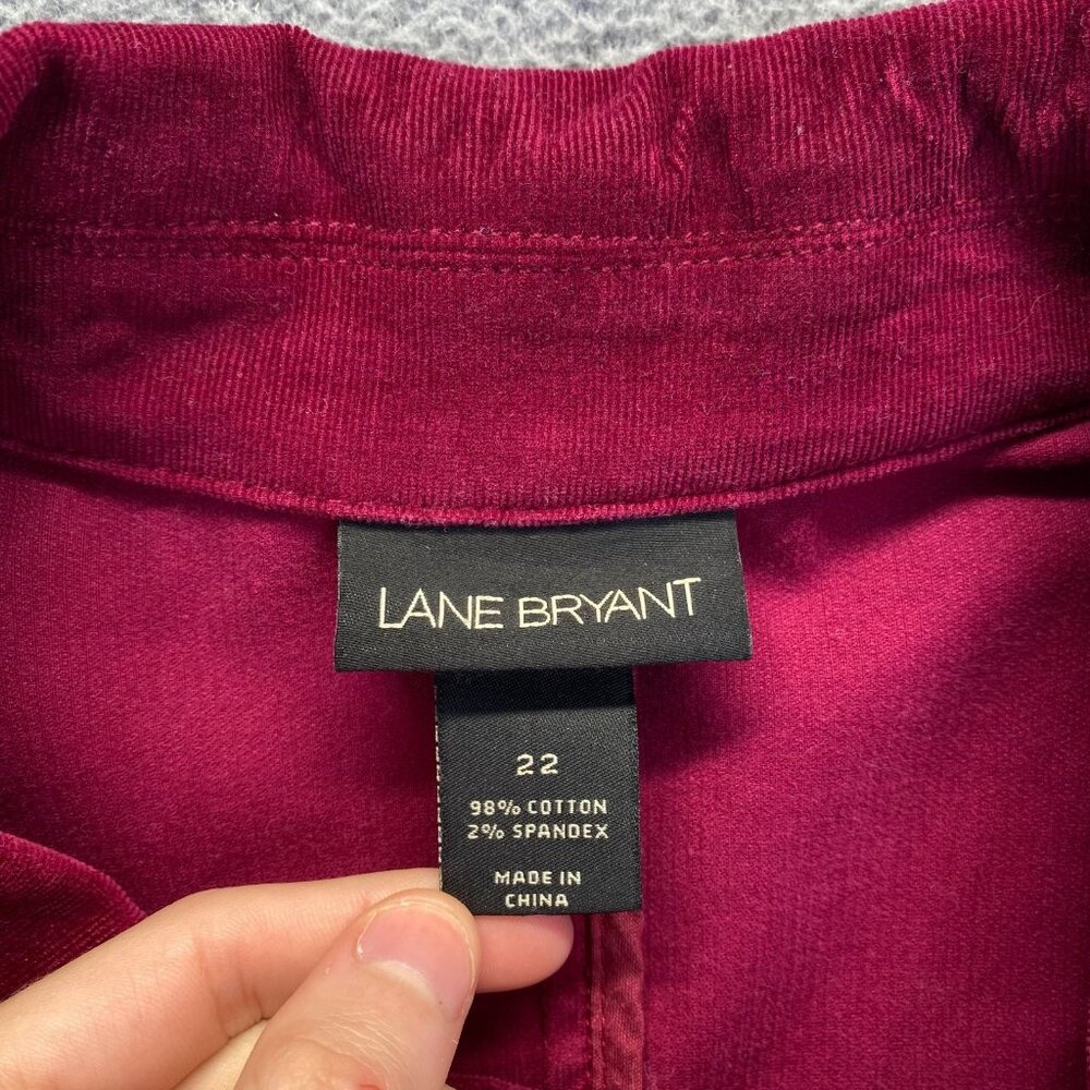 Lane Bryant Blazer Women Size 22 Red Suit Jacket 3‎ Buttons Velvet Corduroy - Picture 3 of 11